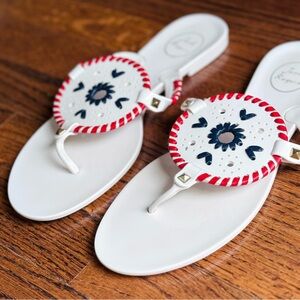 Jack Rogers Georgica Jelly Sandals - Red, White & Blue – Women’s Size 10